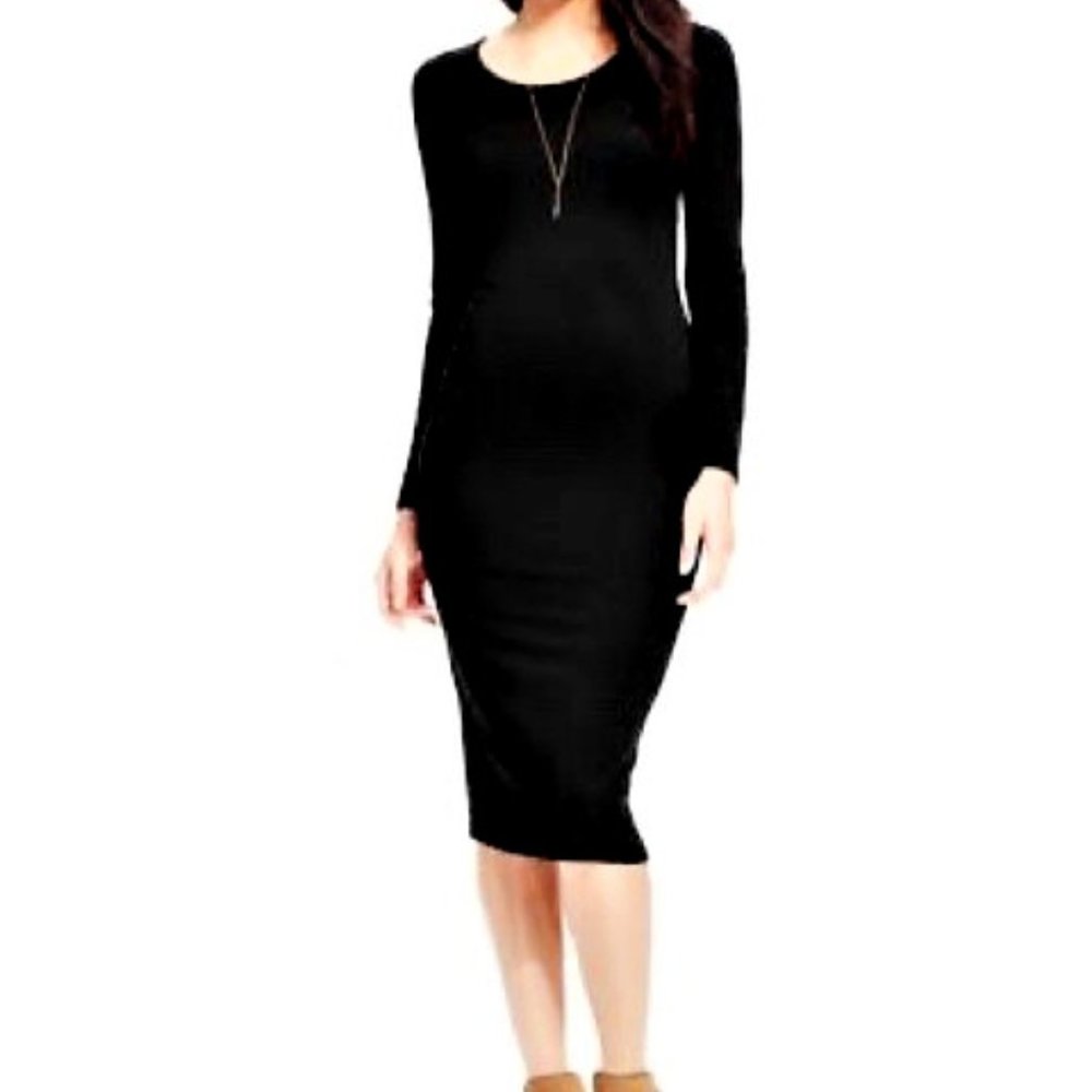 Say What? Black Long Sleeve Bodycon Midi Dress size 1X